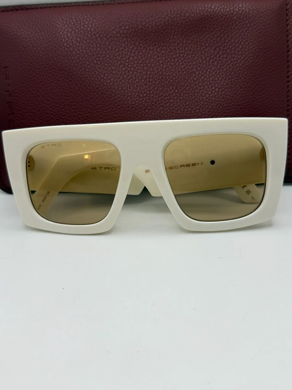 White Oversized Square ETRO Sunglasses with Brown Lenses